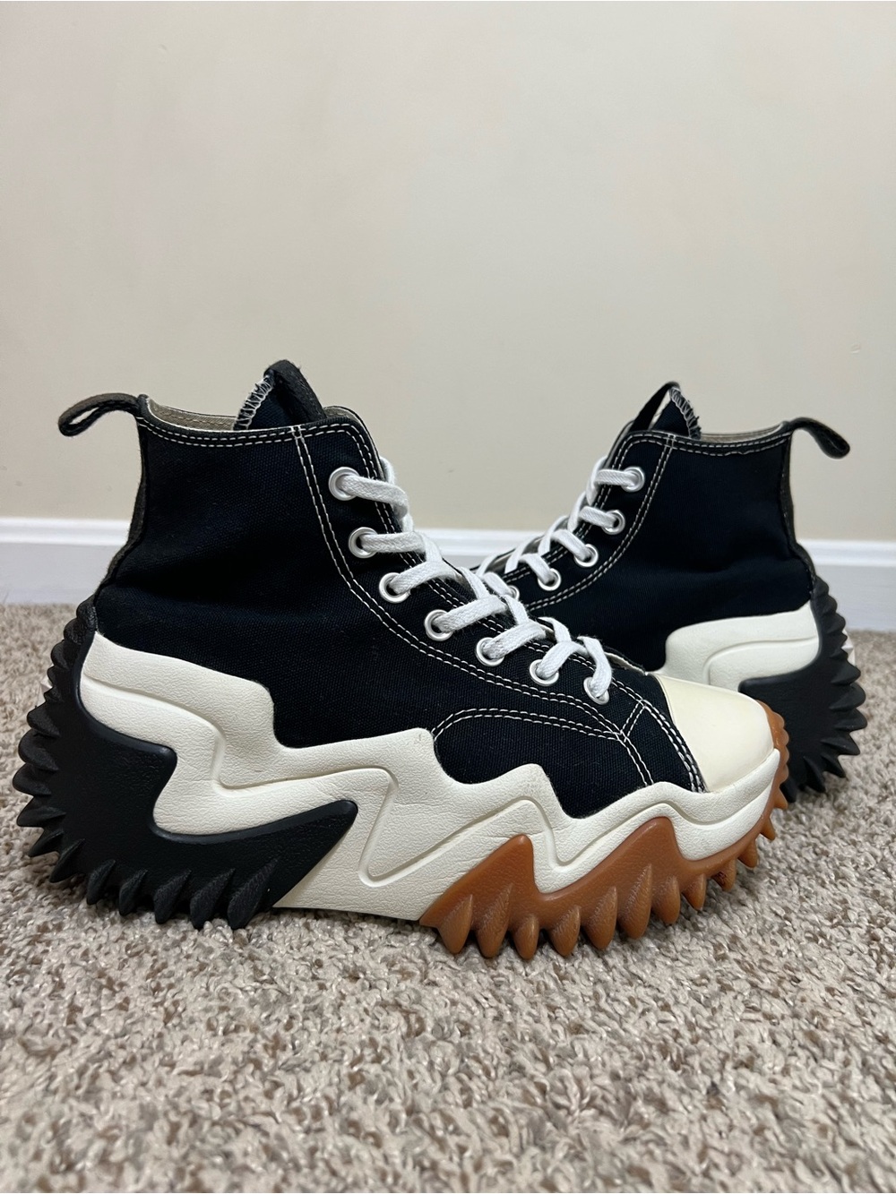 Converse Run Star Motion Platform High-Top Sneakers Black/White/Gum Size M6/W7.5 - Picture 4 of 13